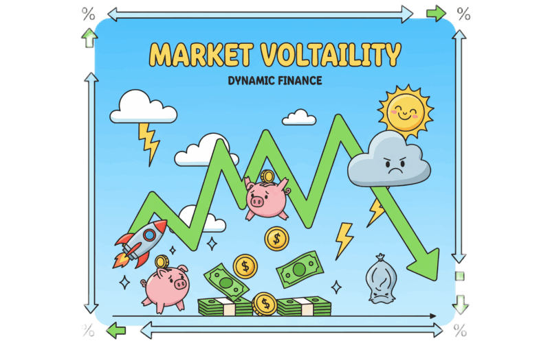Market chart with price swings illustrating volatility